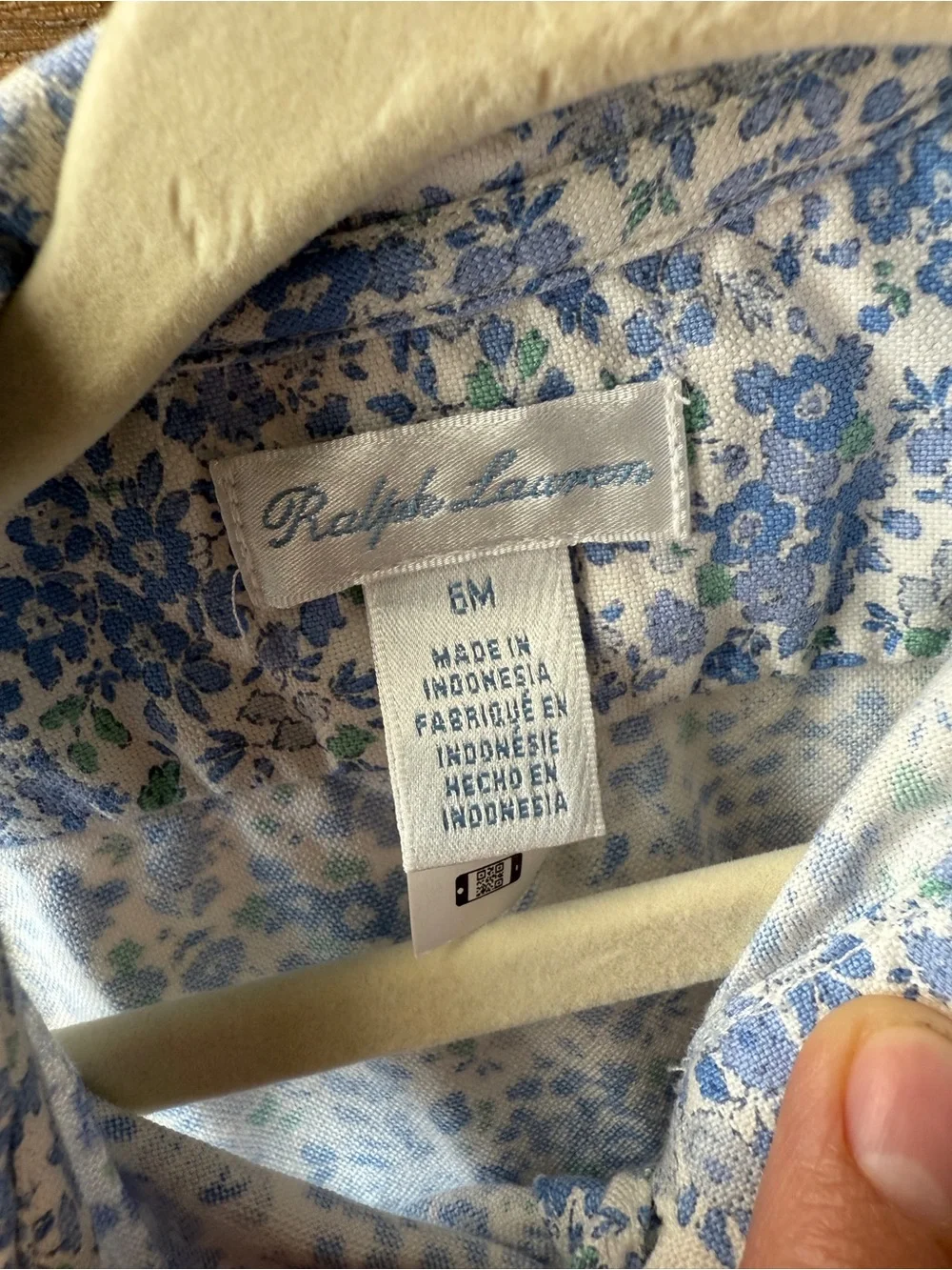 Ralph Lauren Baby Girl Floral Blue Collared Dress with Matching Bloomer